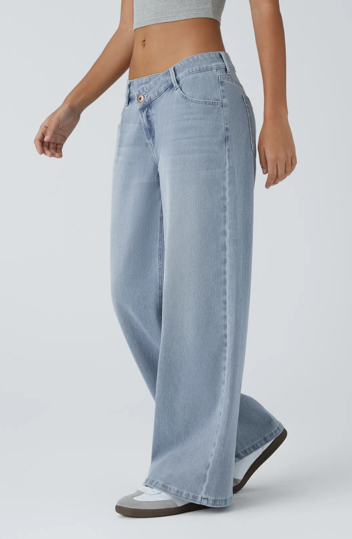 Jean large asymétrique taille basse Halara